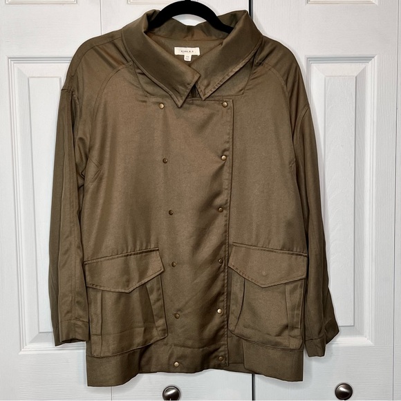 Gilli Womens Jacket Size S/M Army Green Military Infantry Draped Button Up - Picture 3 of 12
